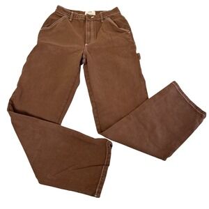 Cotton On Carpenter Jean Women 4 Brown‎ Contrast Stitch High Rise Straight Leg